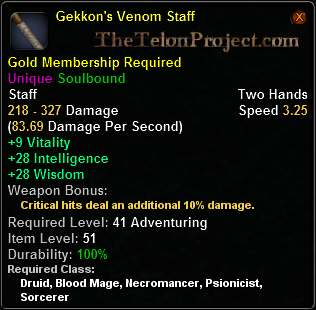 In-game tooltip for Gekkon s Venom Staff