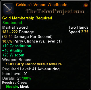 In-game tooltip for Gekkon s Venom Windblade
