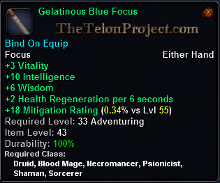 In-game tooltip for Gelatinous Blue Focus