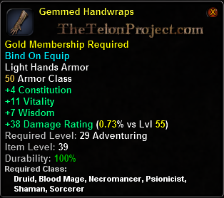In-game tooltip for Gemmed Handwraps