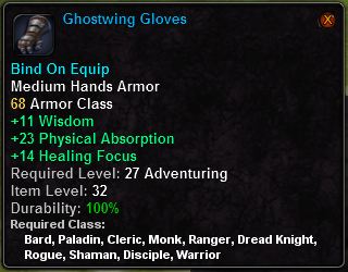 In-game tooltip for Ghostwing Gloves