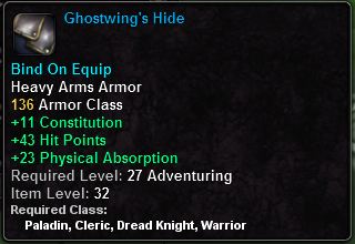 In-game tooltip for Ghostwing's HIde