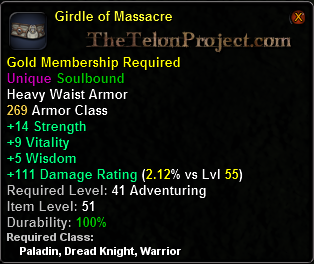 In-game tooltip for Girdle of Massacre