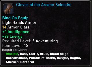 In-game tooltip for Gloves Of The Arcane Scientist