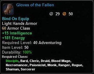 In-game tooltip for Gloves Of The Fallen