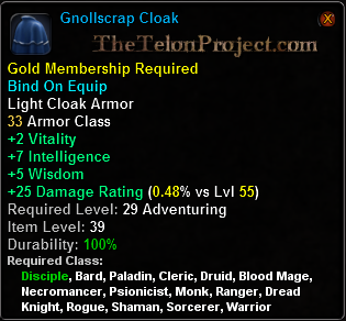 In-game tooltip for Gnollscrap Cloak