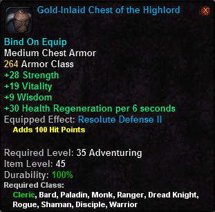 In-game tooltip for Gold - Inlaid Chest of the Highlord
