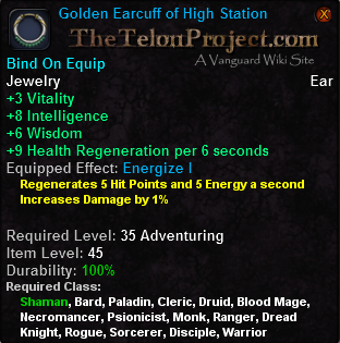 In-game tooltip for Golden Earcuff of High Station