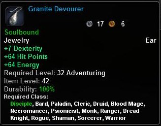 In-game tooltip for Granite Devourer