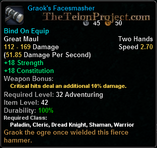 In-game tooltip for Graok's Facesmasher