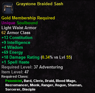 In-game tooltip for Graystone Braided Sash