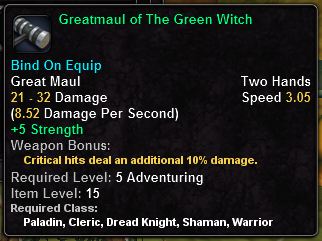 In-game tooltip for Greatmaul Of The Green Witch