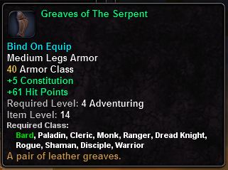 In-game tooltip for Greaves Of The Serpent