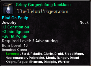 In-game tooltip for Grimy Gargoylefang Necklace