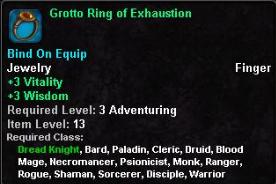 In-game tooltip for Grotto Ring of Exhaustion