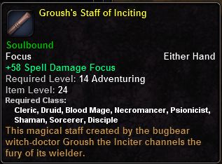 In-game tooltip for Groush's Staff of Inciting