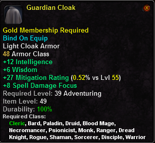 In-game tooltip for Guardian Cloak