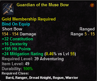 In-game tooltip for Guardian of the Muse Bow