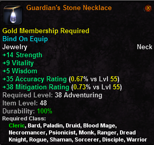 In-game tooltip for Guardian s Stone Necklace