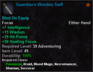 In-game tooltip for Guardian s Wooden Staff