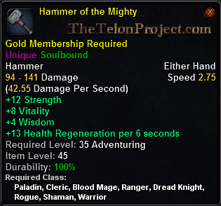 In-game tooltip for Hammer of the Mighty