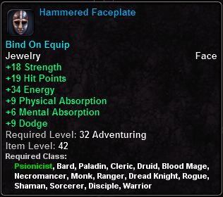 In-game tooltip for Hammered Faceplate