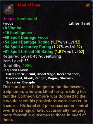 In-game tooltip for Hand of Fate