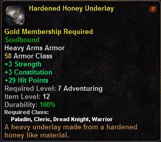 In-game tooltip for Hardened Honey Underlay