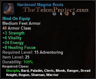 In-game tooltip for Hardened Magma Boots