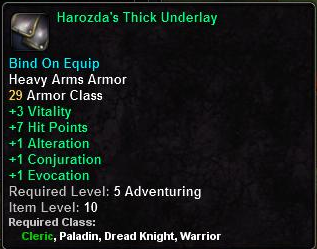 In-game tooltip for Harozda's Thick Underlay