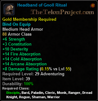 In-game tooltip for Headband of Gnoll Ritual