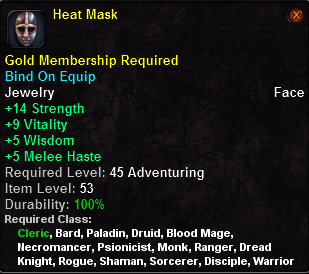 In-game tooltip for Heat Mask