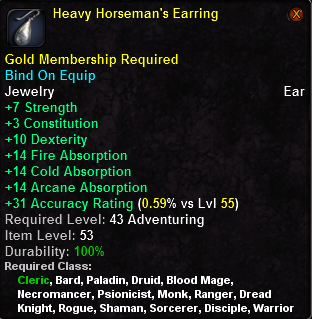 In-game tooltip for Heavy Horseman's Earring