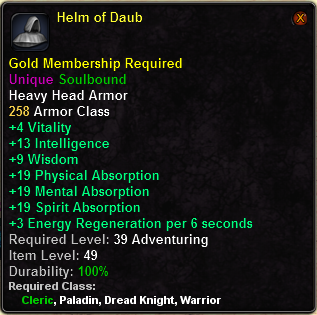 In-game tooltip for Helm of Daub