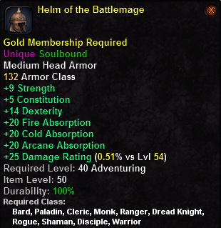 In-game tooltip for Helm of the Battlemage