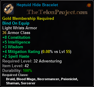 In-game tooltip for Heptuid Hide Bracelet
