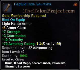 In-game tooltip for Heptuid Hide Gauntlets