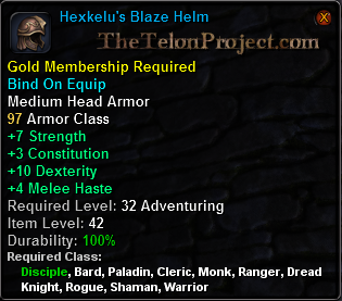 In-game tooltip for Hexkelu's Blaze Helm