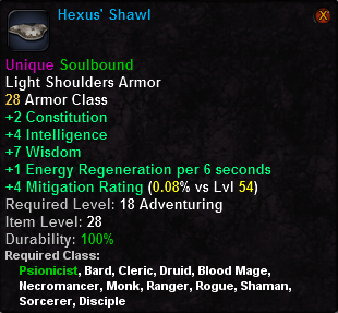 In-game tooltip for Hexus Shawl