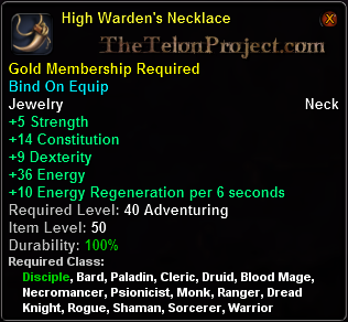 In-game tooltip for High Warden s Necklace
