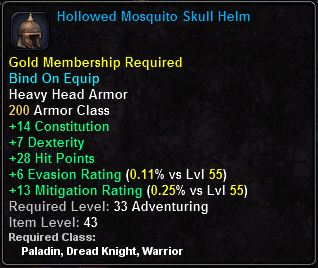 In-game tooltip for Hollowed Mosquito Skull Helm
