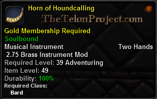 In-game tooltip for Horn Of Houndcalling