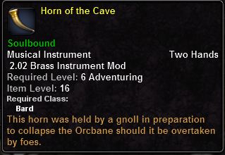 In-game tooltip for Horn of the Cave