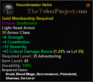 In-game tooltip for Houndmaster Helm