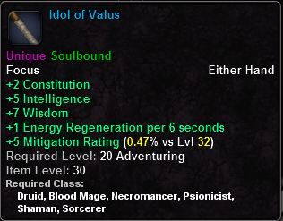 In-game tooltip for Idol of Valus