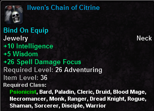 In-game tooltip for Ilwen's Chain of Citrine