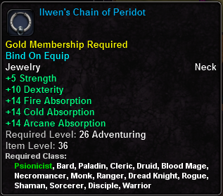 In-game tooltip for Ilwen's Chain of Peridot