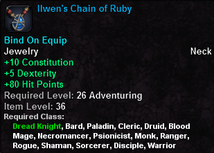 In-game tooltip for Ilwen's Chain of Ruby