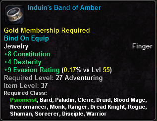 In-game tooltip for Induin's Band of Amber