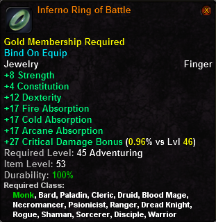In-game tooltip for Inferno Ring of Battle
